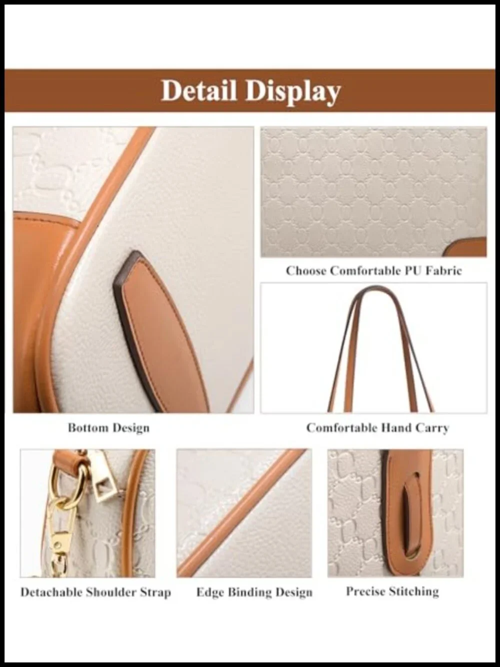 4-Piece Retro Embossed Tote Handbag Set with Card Purse for Women | Synthetic